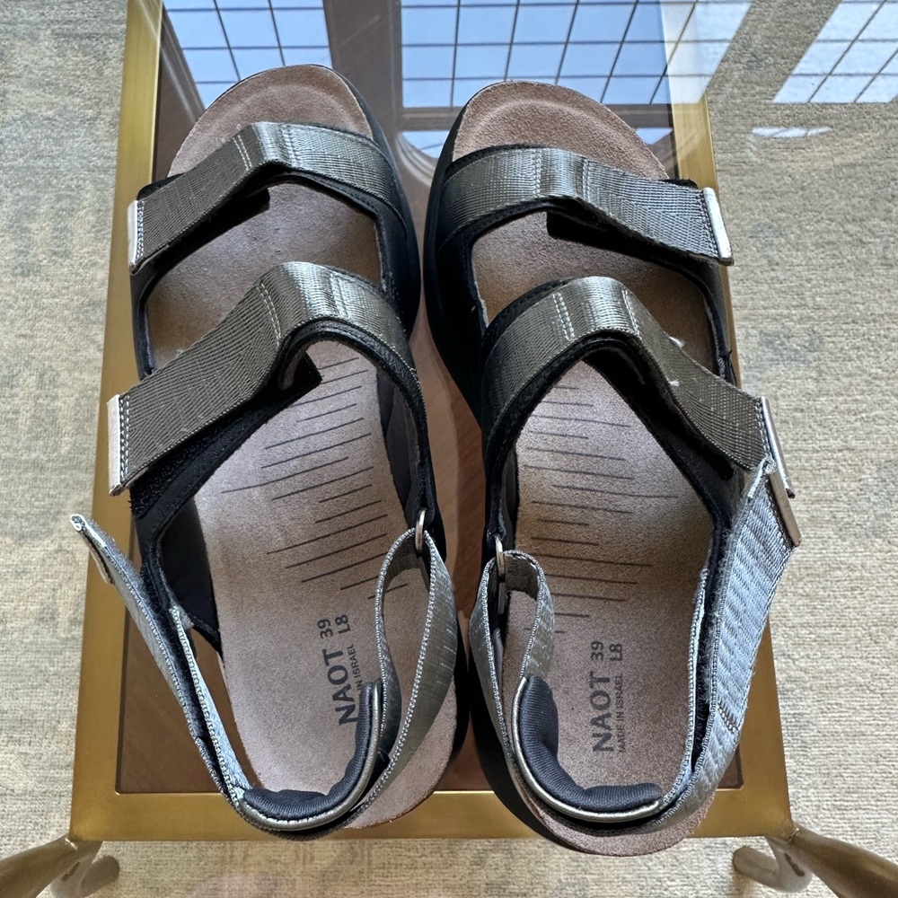Naot Dual-Tone Strappy Sandals with Velcro straps … never worn